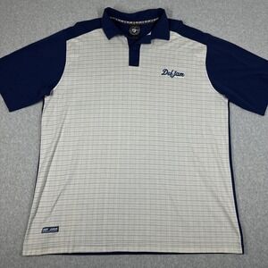 Vintage‎ Y2K Def Jam University Men's Check Polo Shirt Large Collared Blue